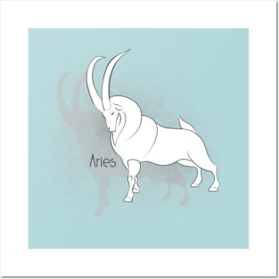 Zodiac sign Aries - Black and white lineart Posters and Art